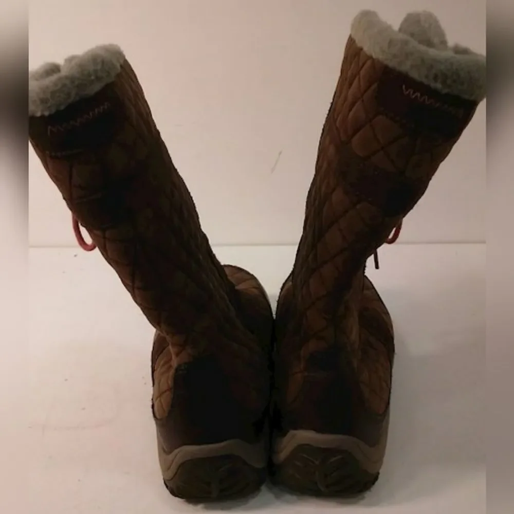 Patagonia Brown Quilted Leather Faux Fur Lined Snow‎ Boots Waterproof